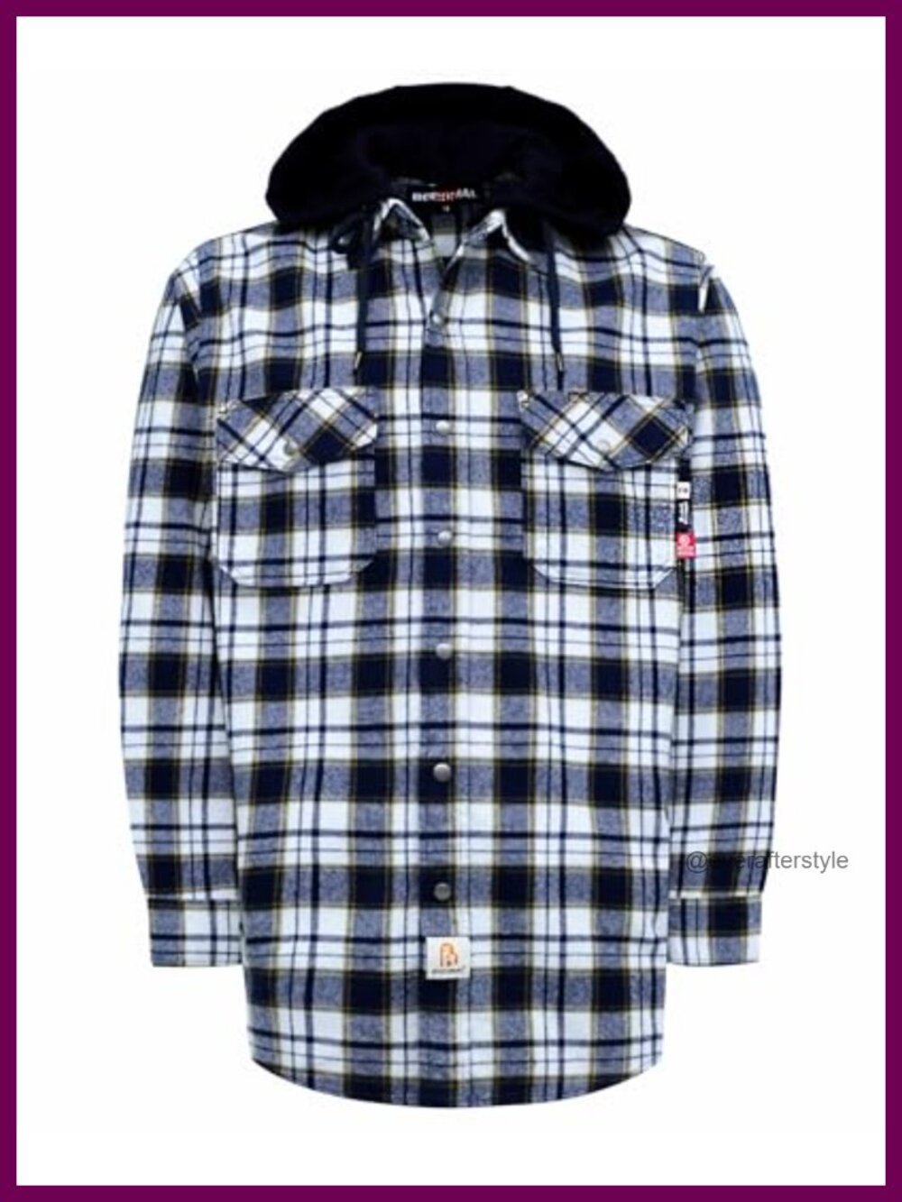 Heavyweight FR Flannel Button Down Hooded Work Shirt Plaid Jacket